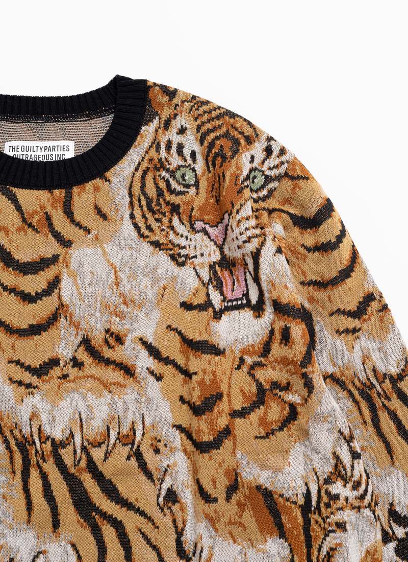 Wacko Maria GUILTY PARTIES TIM LEHI JACQUARD SWEATER - BEIGE 
