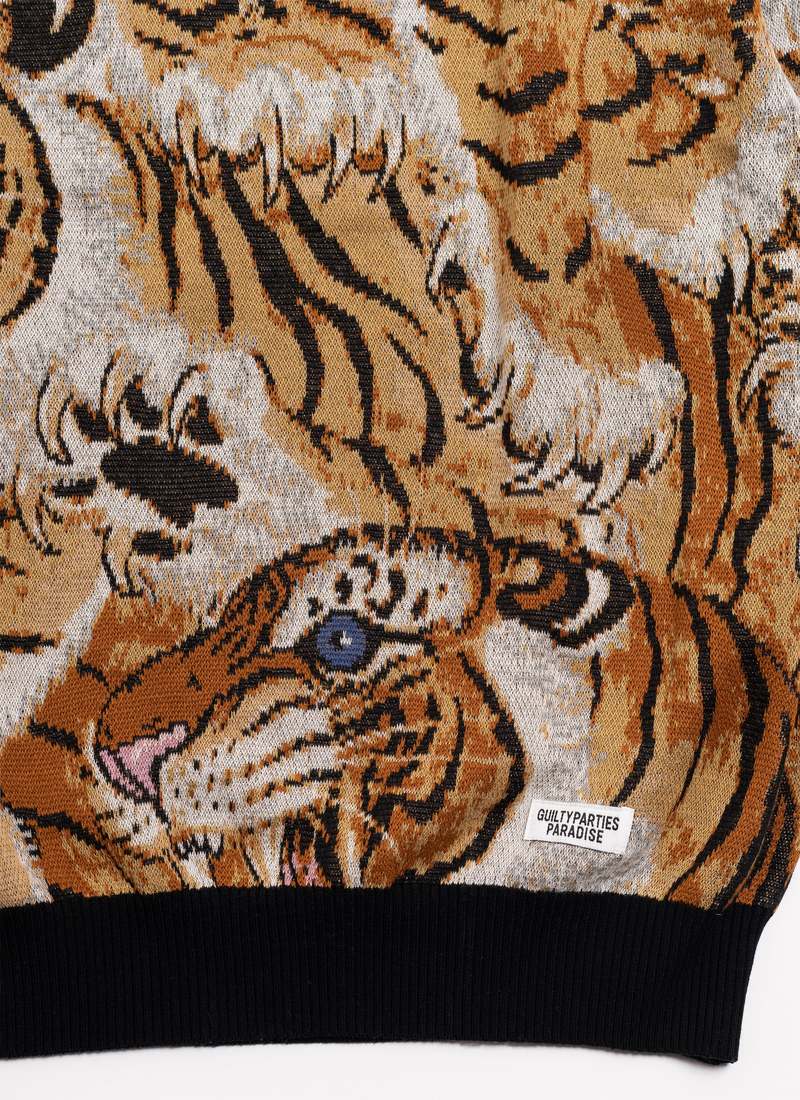 Wacko Maria GUILTY PARTIES TIM LEHI JACQUARD SWEATER - BEIGE 