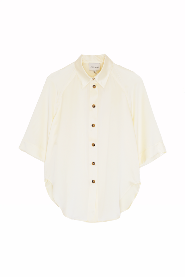 LouLou Studio Datia Silk Satin Top - Ivory | Garmentory