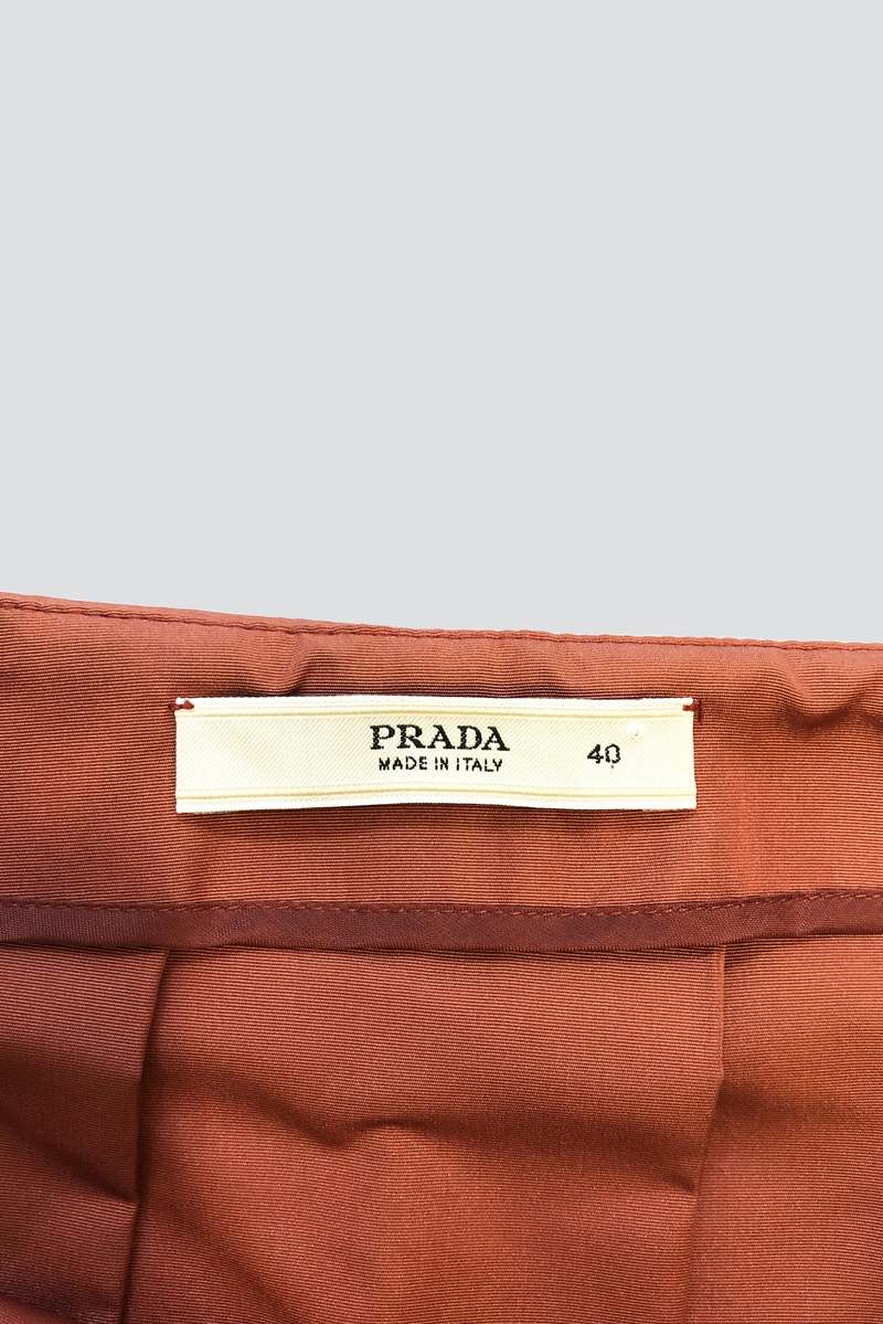 Vintage Prada Sheen Pleated Skirt - Orange