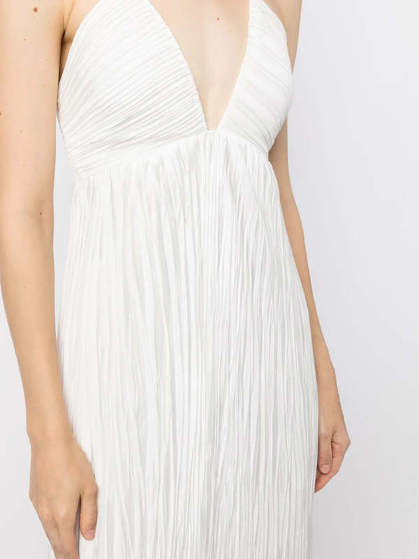 ALC Angelina Pleated Midi-Dress in Off-White | Garmentory