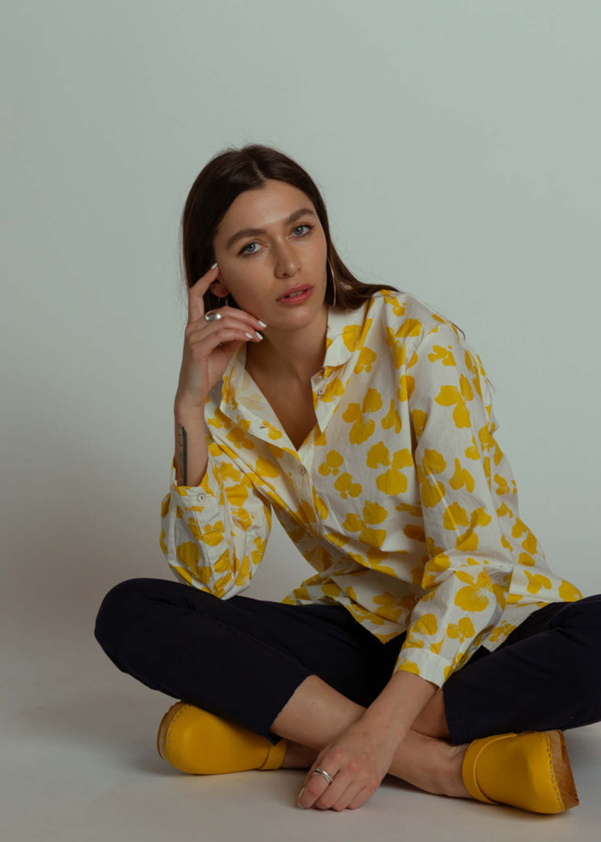 H+ Hannoh Wessel Hannoh Chinzia Shirt - Yellow Flower | Garmentory