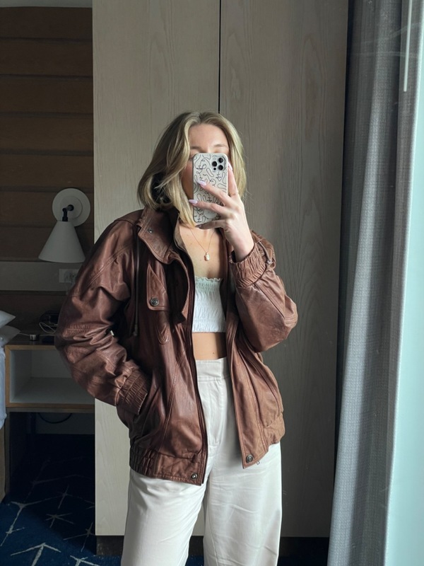 90s vintage leather bomber jacket | Garmentory