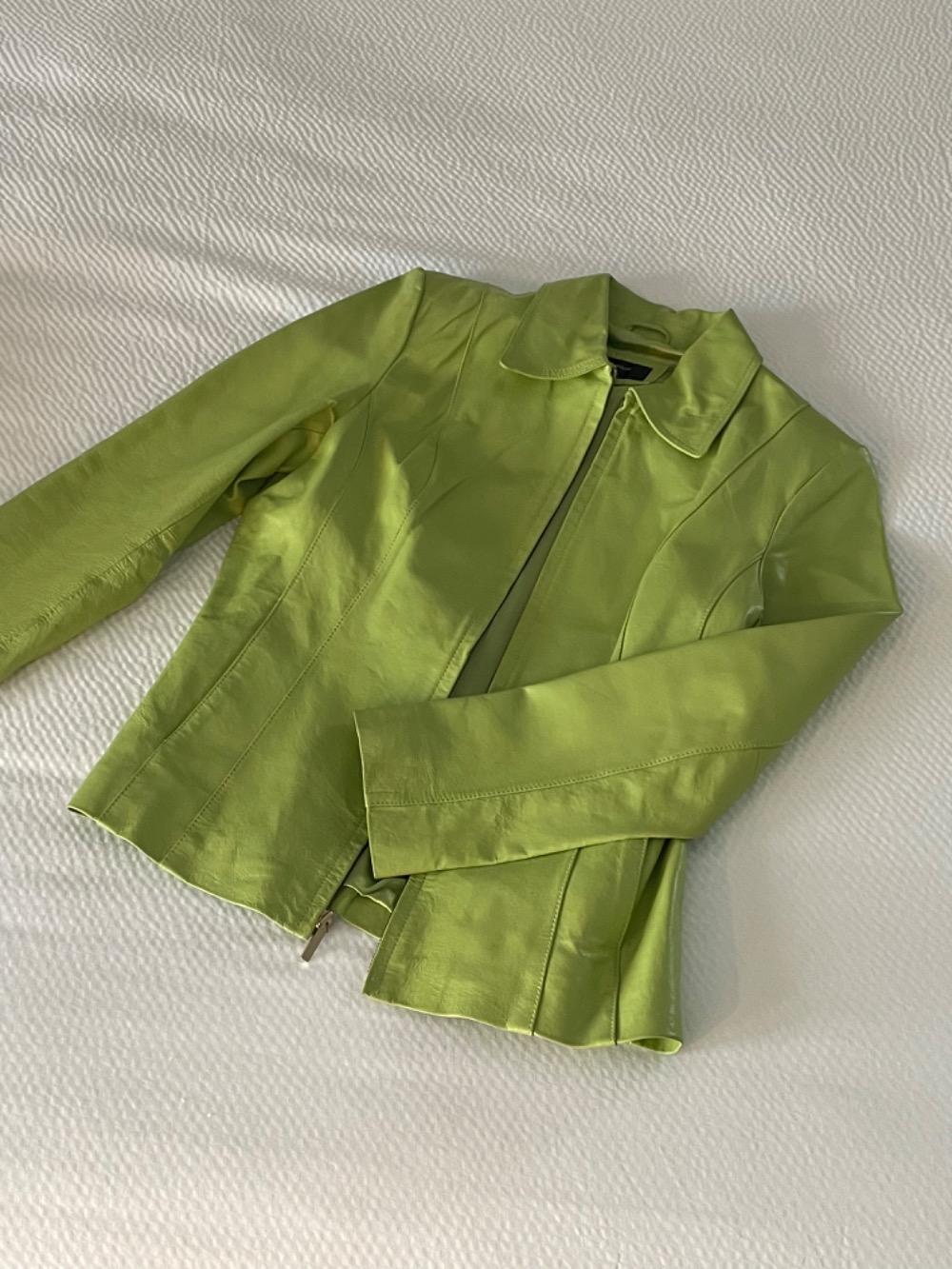 Vintage Y2K Leather Jacket - Lime | Garmentory