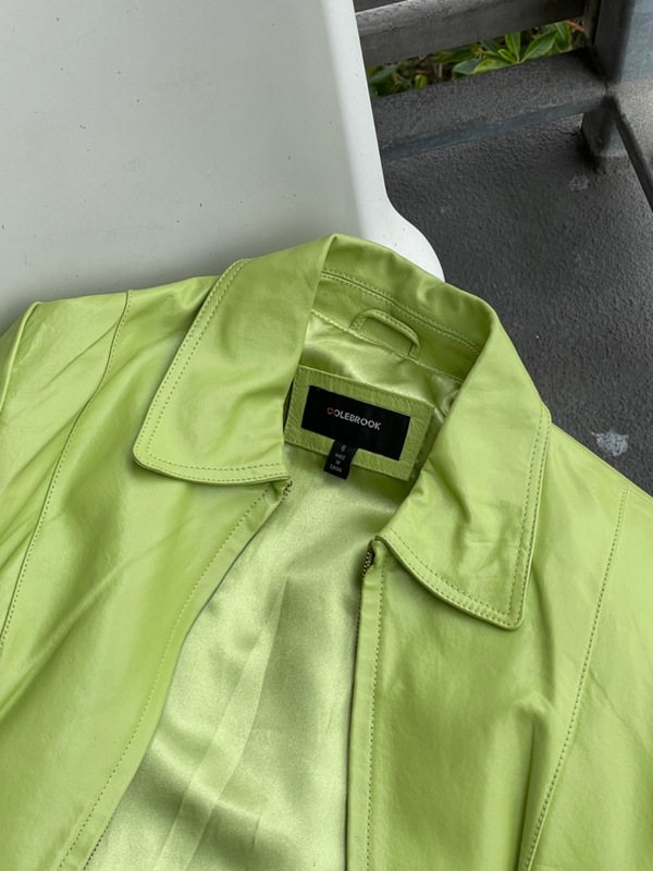 Vintage Y2K Leather Jacket - Lime | Garmentory