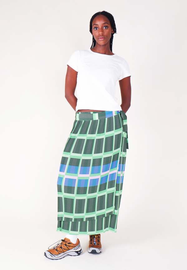 HENRIK VIBSKOV プリーツ ロングスカート Henrik Vibskov Lana Pliss Skirt - Green/Purple Check | Garmentory