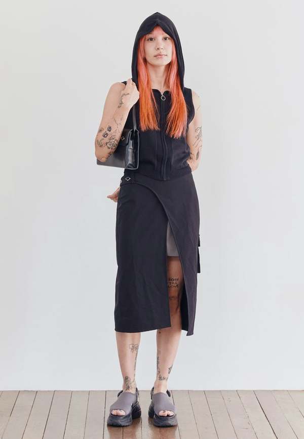 MSCHF Rhombus Hooded Knit Vest - Black | Garmentory