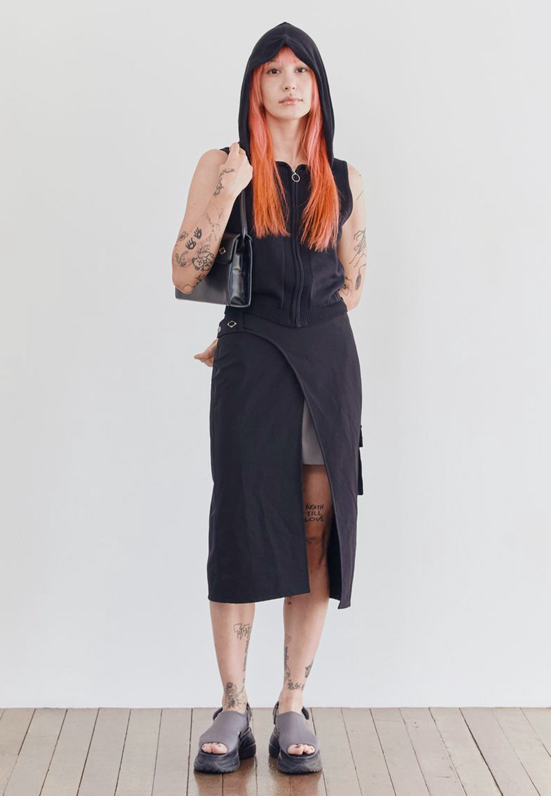 MSCHF Rhombus Hooded Knit Vest - Black | Garmentory
