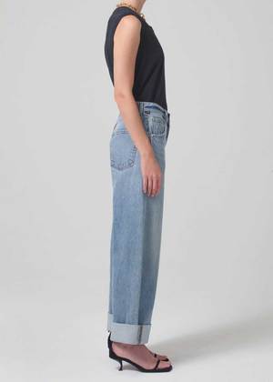 Citizens of Humanity Ayla Baggy Cuffed Crop - Light Wash Denim Garmentory