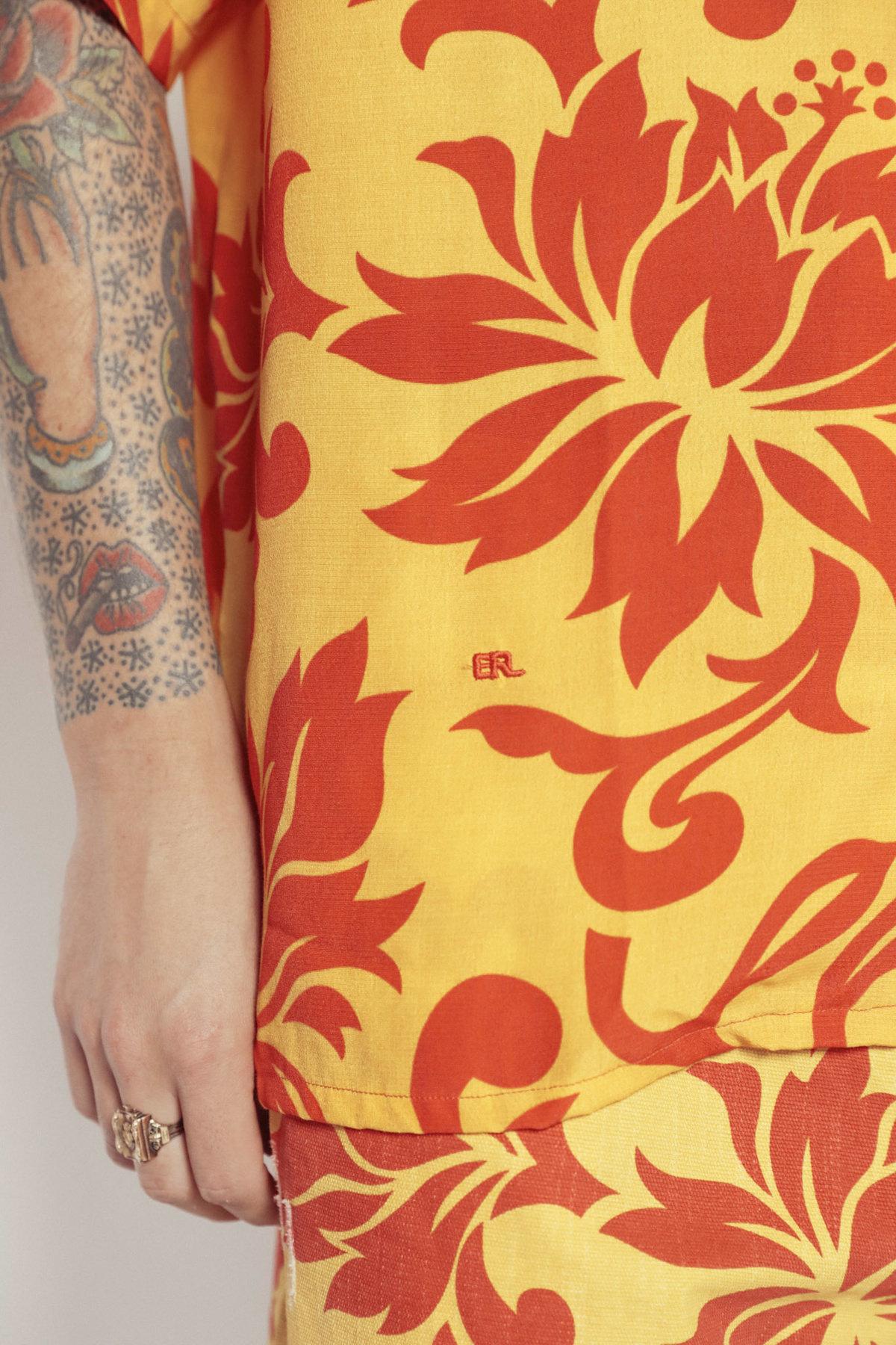 ERL Tropical Flower Camp Shirt Yellow Garmentory