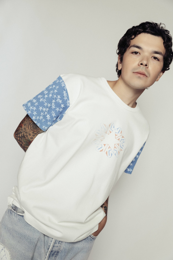 ERL Star Sleeve T shirt - Blue/White | Garmentory