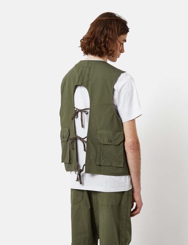 Engineered Garments Cotton Ripstop C-1 Vest - Olive Green | Garmentory