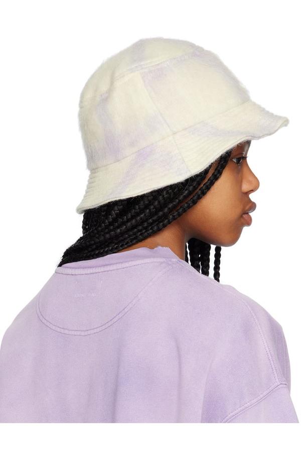 Anine Bing Cami Bucket Hat – Checked Wool Blend – XS/S ANINE BING Off-White & Purple Cami Bucket Hat ANINE BING main image 3