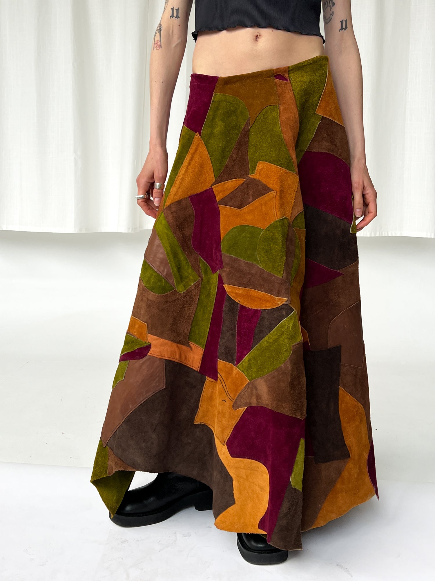 Suede 1970s Patchwork Skirt | Garmentory