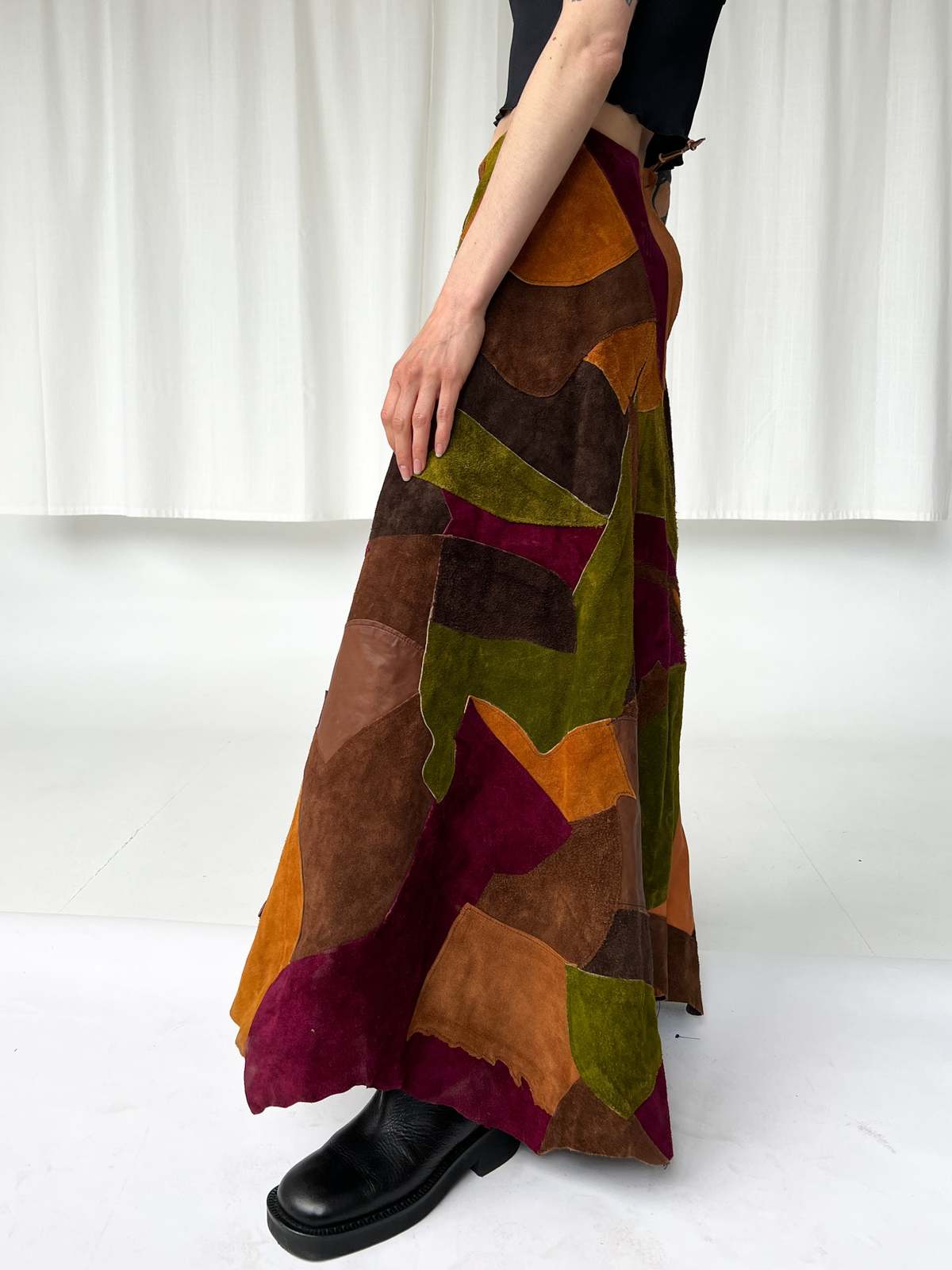 Suede 1970s Patchwork Skirt | Garmentory