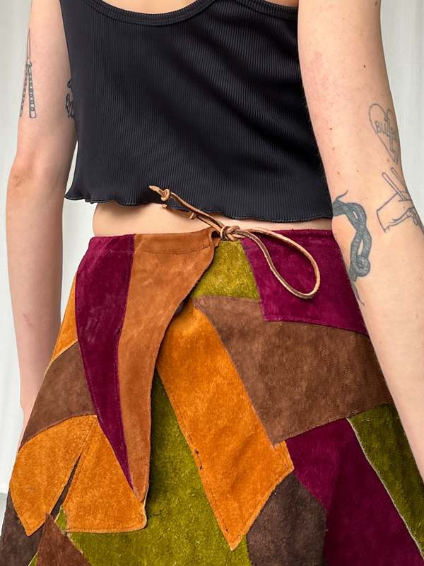 Suede 1970s Patchwork Skirt | Garmentory