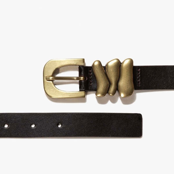 FRAME Denim Organic Shape Tri Keeper Belt - Dark Chocolate  display picture 3