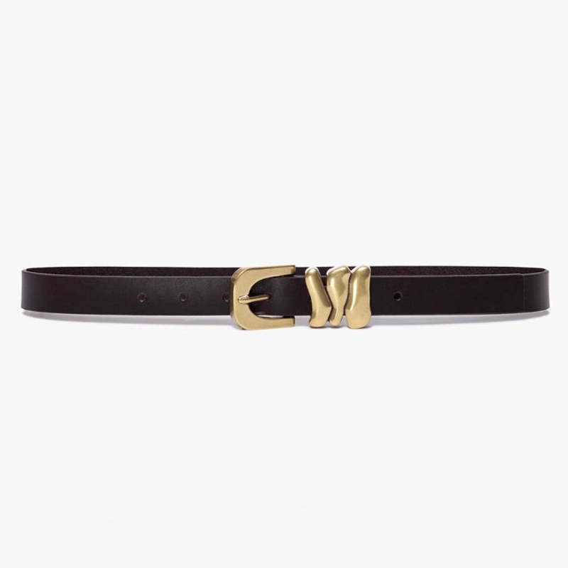 FRAME Denim Organic Shape Tri Keeper Belt - Dark Chocolate 