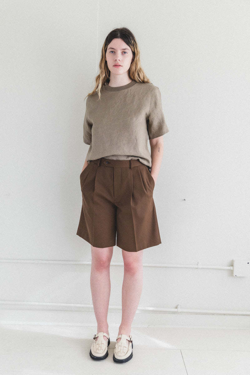 パンツ 25SS LIGHT WOOL MAX GABARDINE SHORTS Auralee Light Wool Max Gabardine Shorts in Khaki Curated at