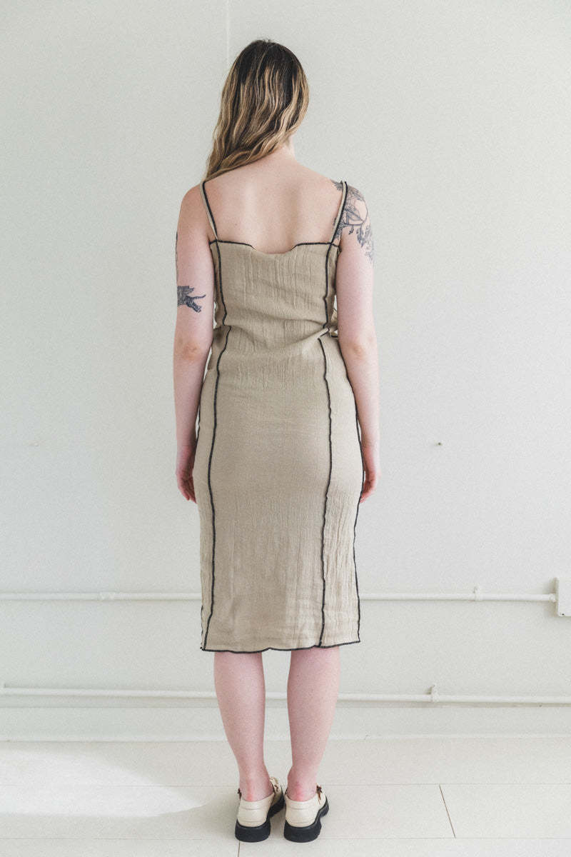 Baserange Shok Crinkle Linen Cotton Slip Dress - Undyed
