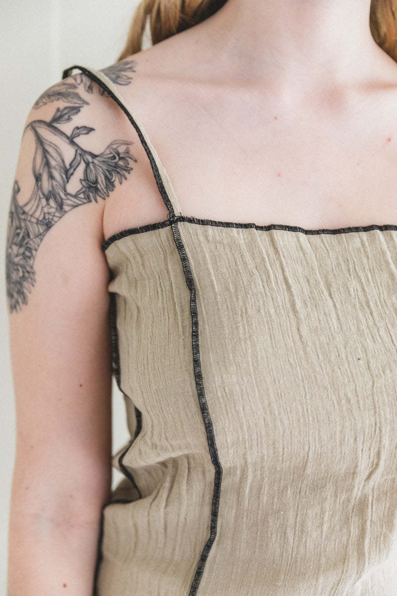 Baserange Shok Crinkle Linen Cotton Slip Dress - Undyed Baserange Shok Crinkle Linen Cotton Slip Dress - Undyed