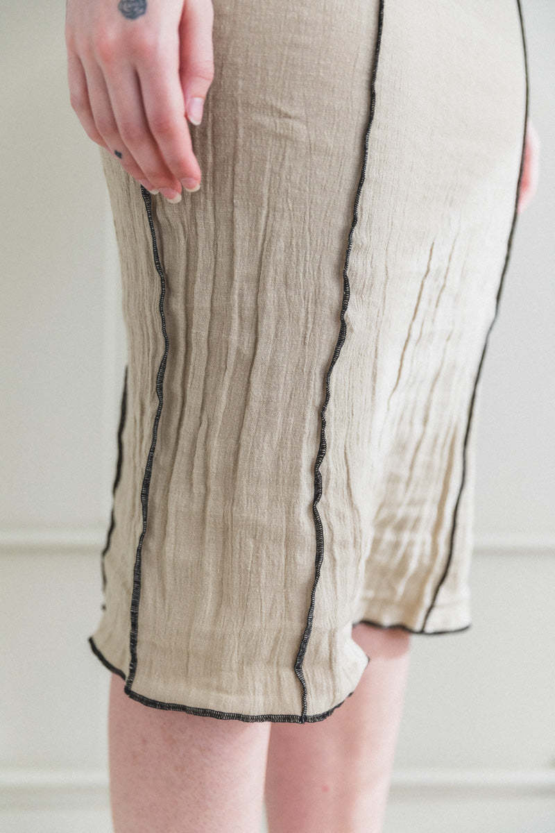 Baserange Shok Crinkle Linen Cotton Slip Dress - Undyed