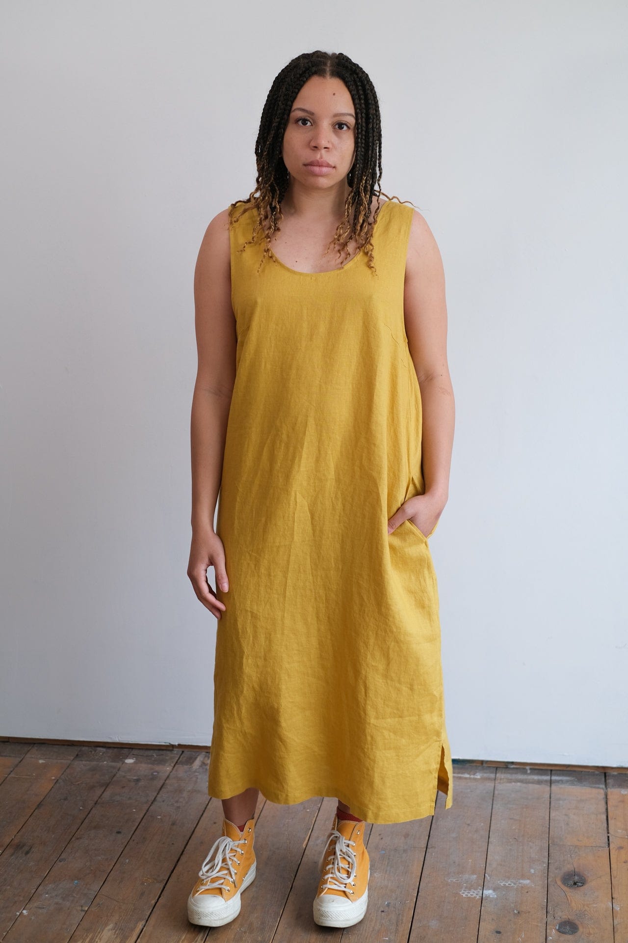 Basic Linen Shift Dress Ochre Garmentory
