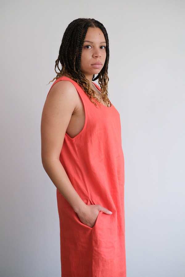 L.F.Markey Basic Linen Shift Dress - Vermillion | Garmentory