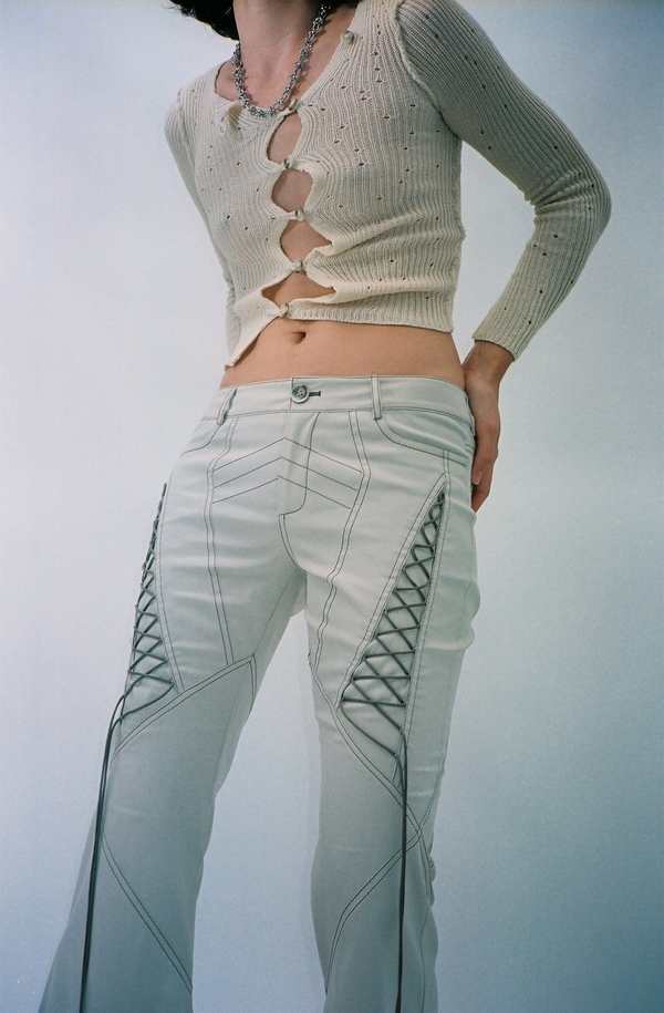 【美品 レディースL〜XL】PRISCAVera　プリスカヴェラ　パンツ　ダンス Priscavera Sesame Flared Lace Up Rainwear Pants - gray | Garmentory