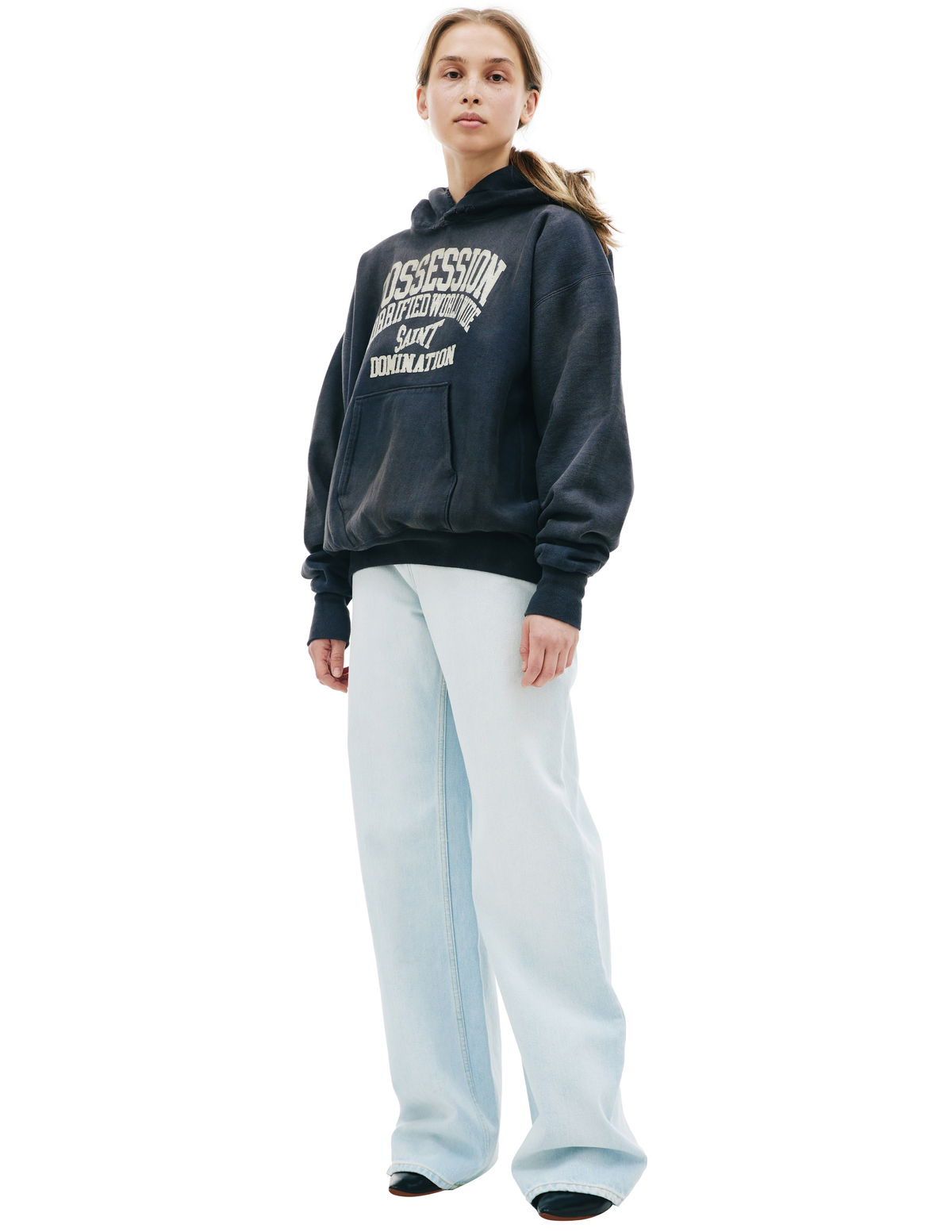 Saint Michael Possession Printed Hoodie - Dark Grey | Garmentory