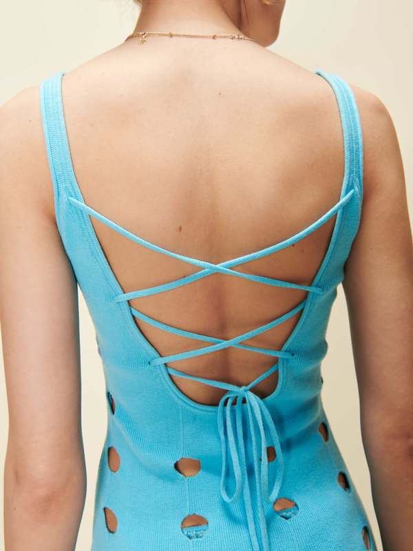 House of Sunny Canopy Knit Dress - Lido Blue | Garmentory