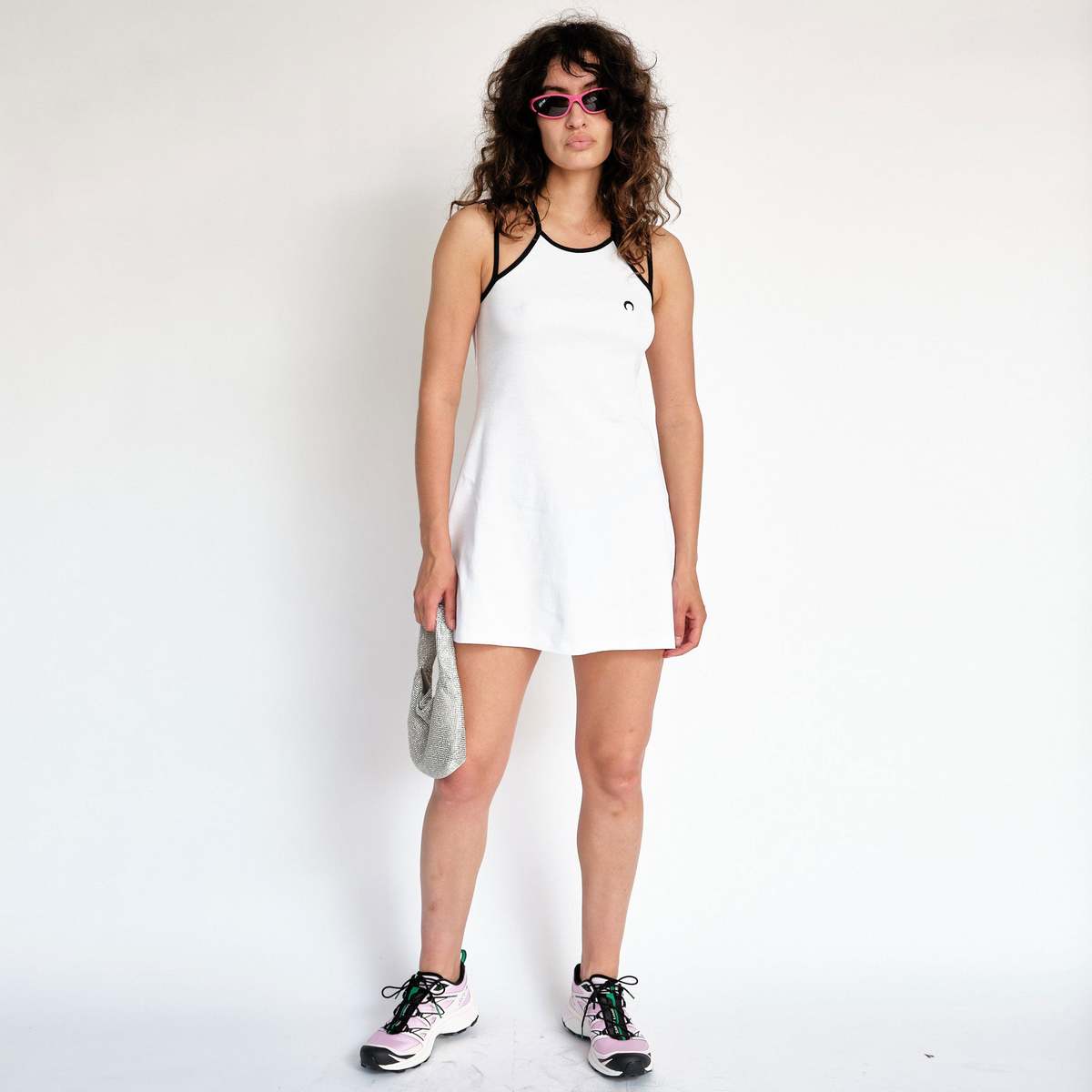 MARINE SERRE Organic Cotton Tennis Court Dress - White | Garmentory