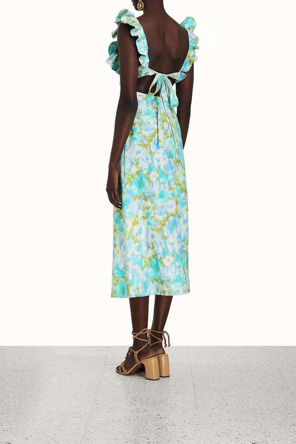 knee length dresses for ladies High Tide Frilled Midi