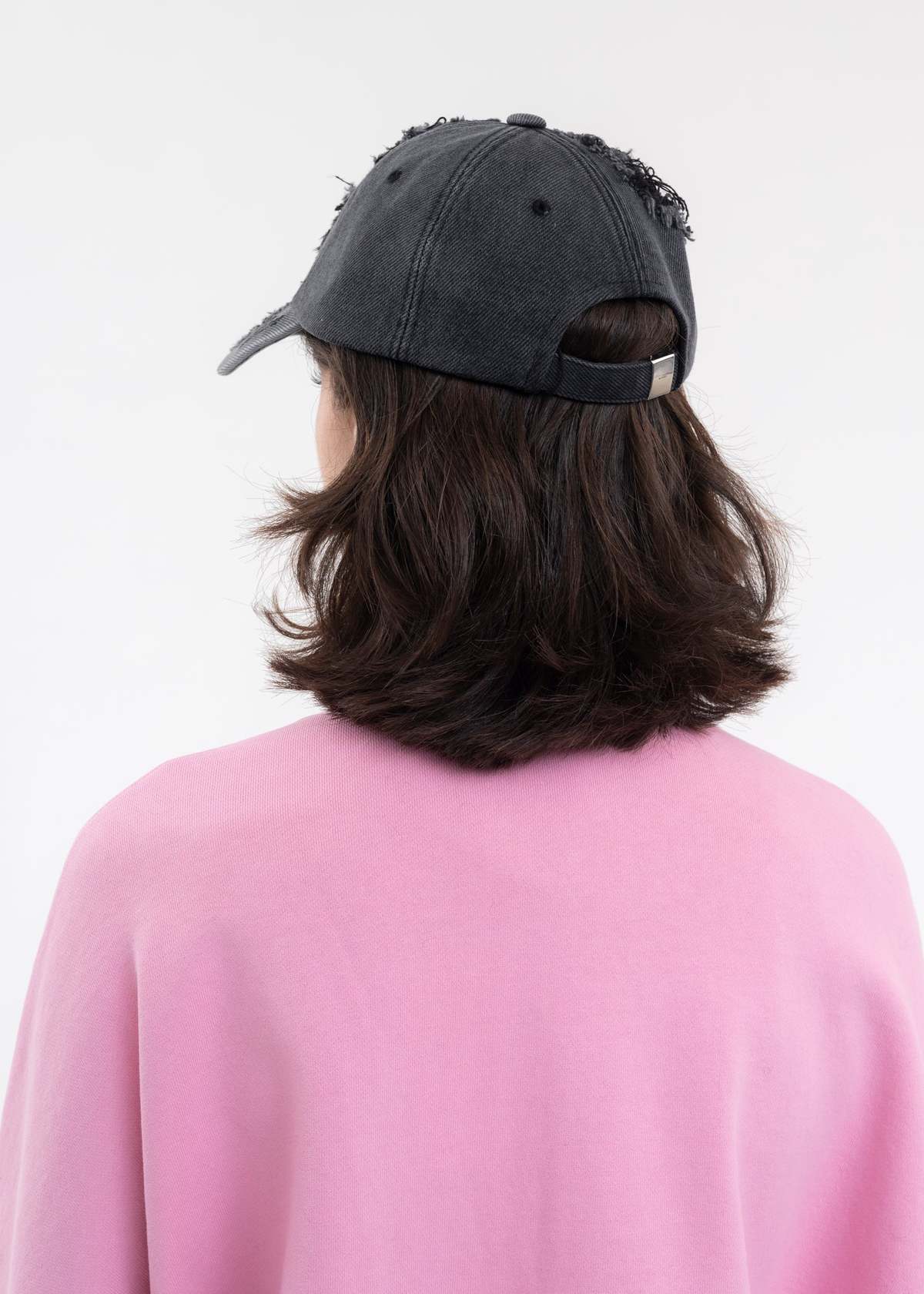 We11done Diagonal Destroyed Denim Cap - Black | Garmentory