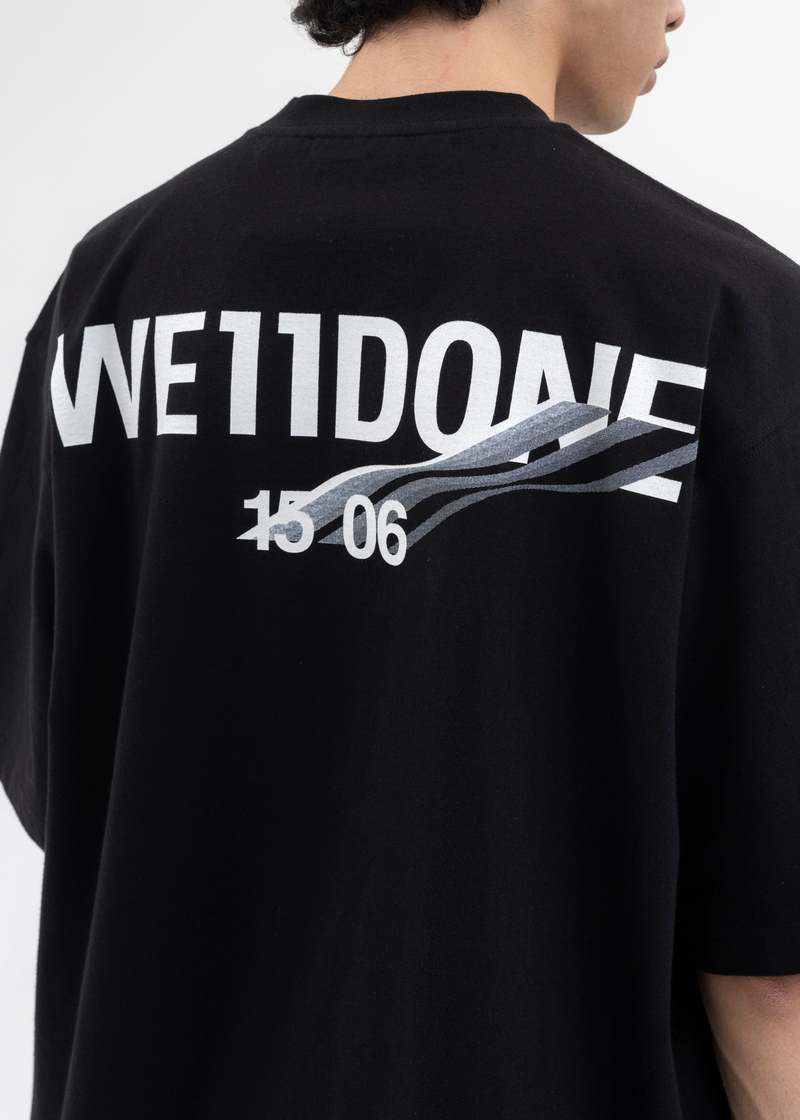 we11done WAVE LOGO SHORT SLEEVED T SHIRT - BLACK | Garmentory