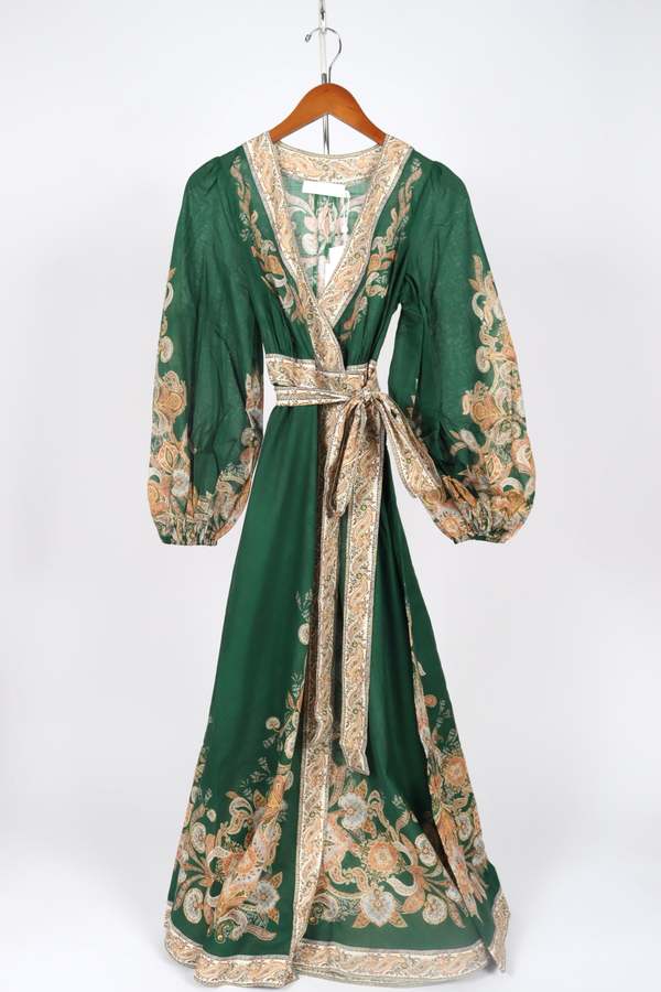 Zimmermann Devi Wrap Midi Dress - Emerald on Garmentory