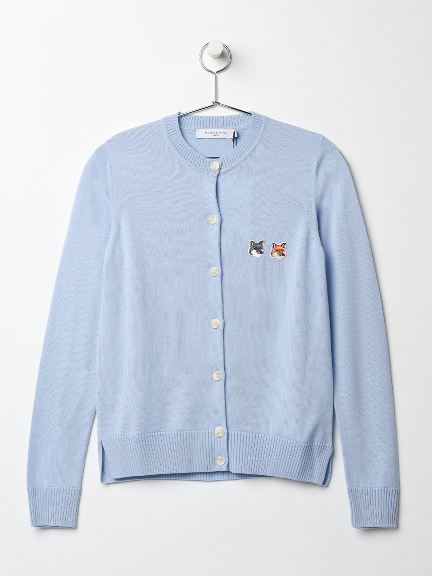 Maison Kitsuné Double Fox Head Patch R-neck Cardigan - Pale Blue