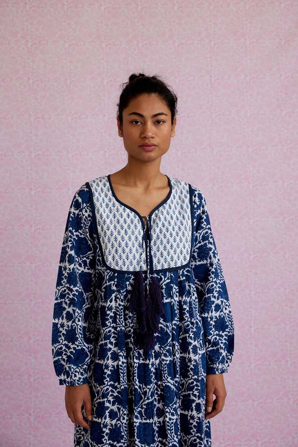 SZ Blockprints Kitty Dress - Indigo | Garmentory