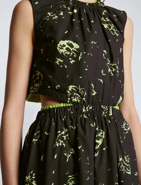 Proenza Schouler Poplin Cutout Midi Dress - Black/Lime Green | Garmentory Proenza Schouler Poplin Cutout Midi Dress - Black/Lime Green | Garmentory