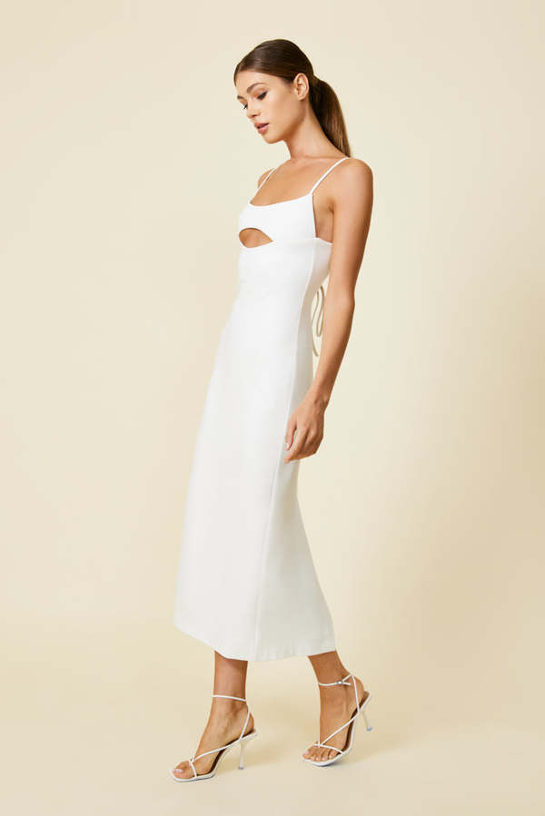 Line & Dot Flor Cutout Midi Dress - Off White | Garmentory Line & Dot Flor Cutout Midi Dress - Off White | Garmentory