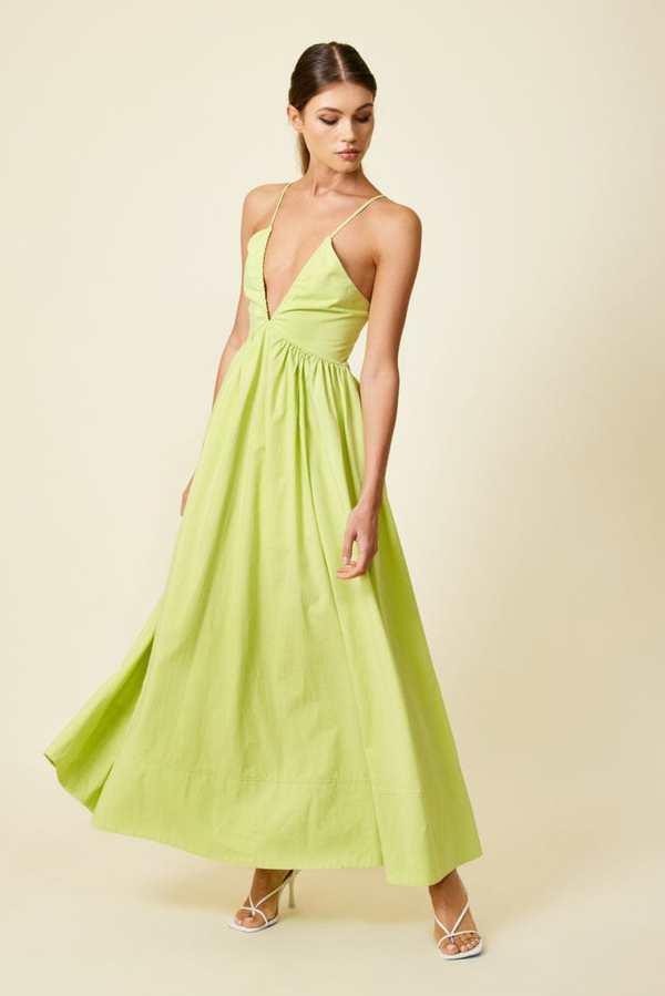 Line & Dot Hollis Plunging Maxi Dress - Lime Green | Garmentory Line & Dot Hollis Plunging Maxi Dress - Lime Green | Garmentory