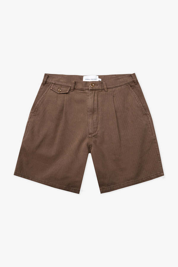 General Admission Herringbone Pleated Short - Brown | Garmentory