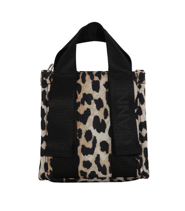 Ganni Recycled Tech Mini Tote - Leopard | Garmentory