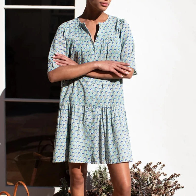 crochet abigail fairy dress Emerson Jacquard Dress in Garden Gate Navy — Gaudie and Company main image 1
