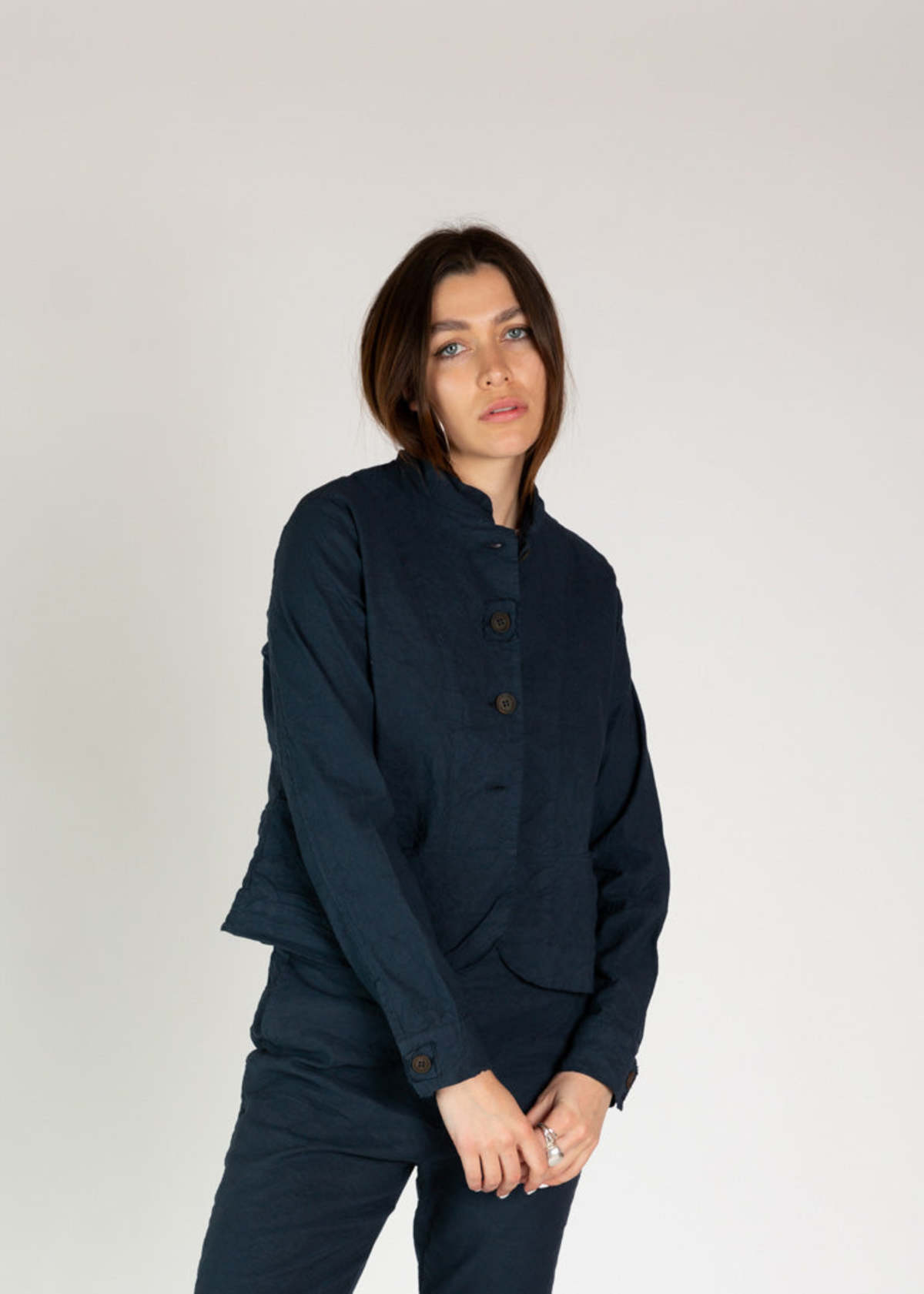 Aequamente Cotton Linen Jacket - Navy - Image 2 of 5