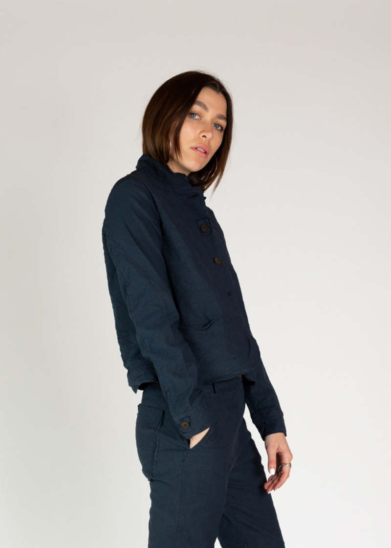 Aequamente Cotton Linen Jacket - Navy