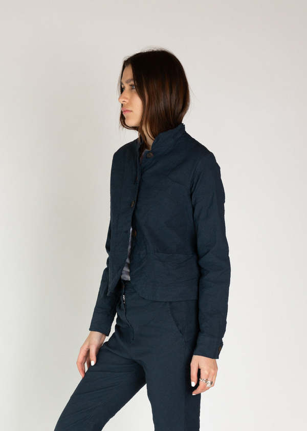 Aequamente Cotton Linen Jacket - Navy