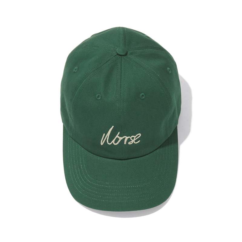 【NORSE PROJECTS】Chain Stitch Logo Twill Ball Cap/追跡可能 Norse Projects CHAINSTITCH LOGO TWILL CAP - DARTMOUTH GREEN