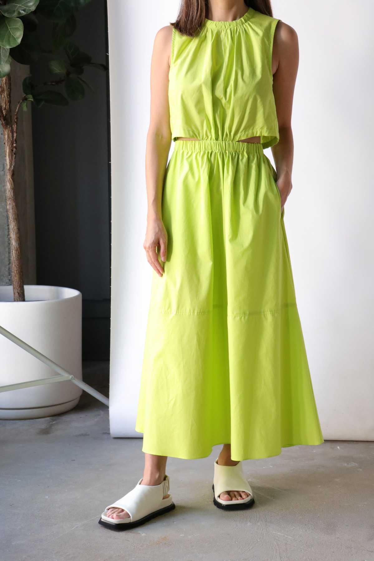 Proenza Schouler White Label Poplin Cut Out Midi Dress - Green Apple |  Garmentory