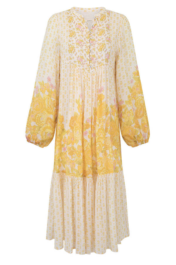 SPELL & THE GYPSY COLLECTIVE Yellow Rose Boho Midi Dress - Honeysuckle | Garmentory SPELL & THE GYPSY COLLECTIVE Yellow Rose Boho Midi Dress - Honeysuckle | Garmentory